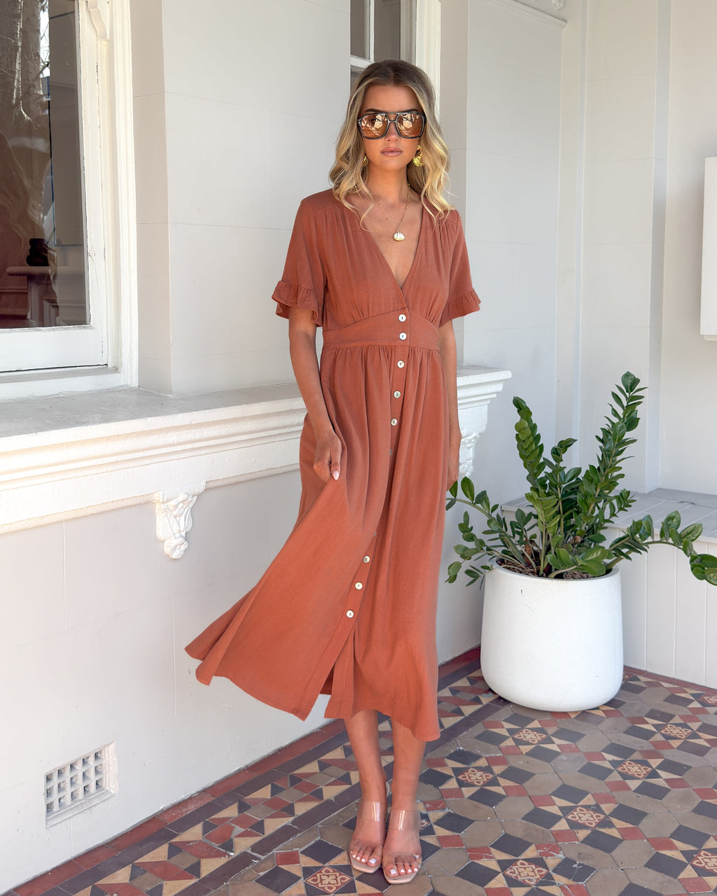 Korbela Dress - Rust