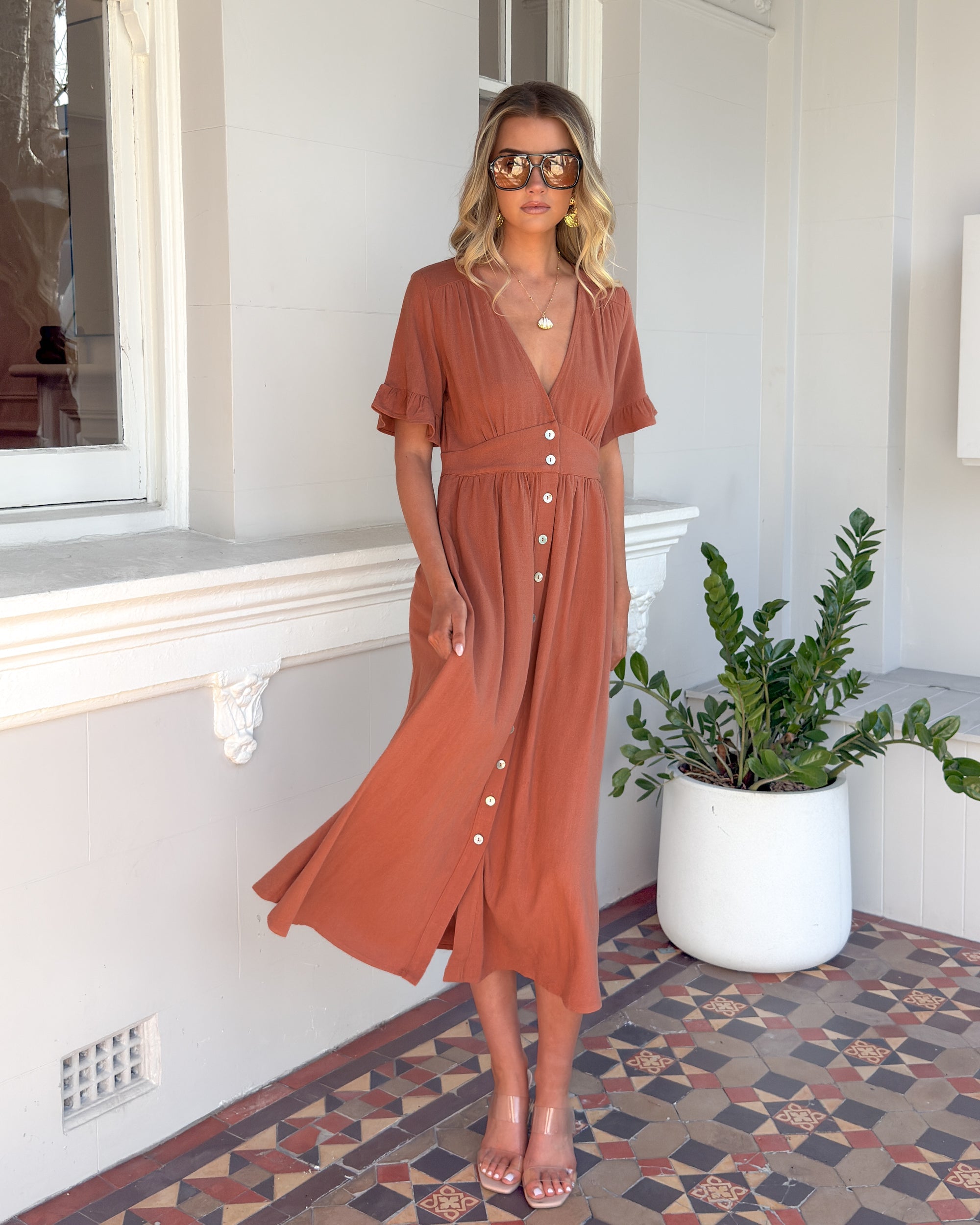 Korbela Dress - Rust