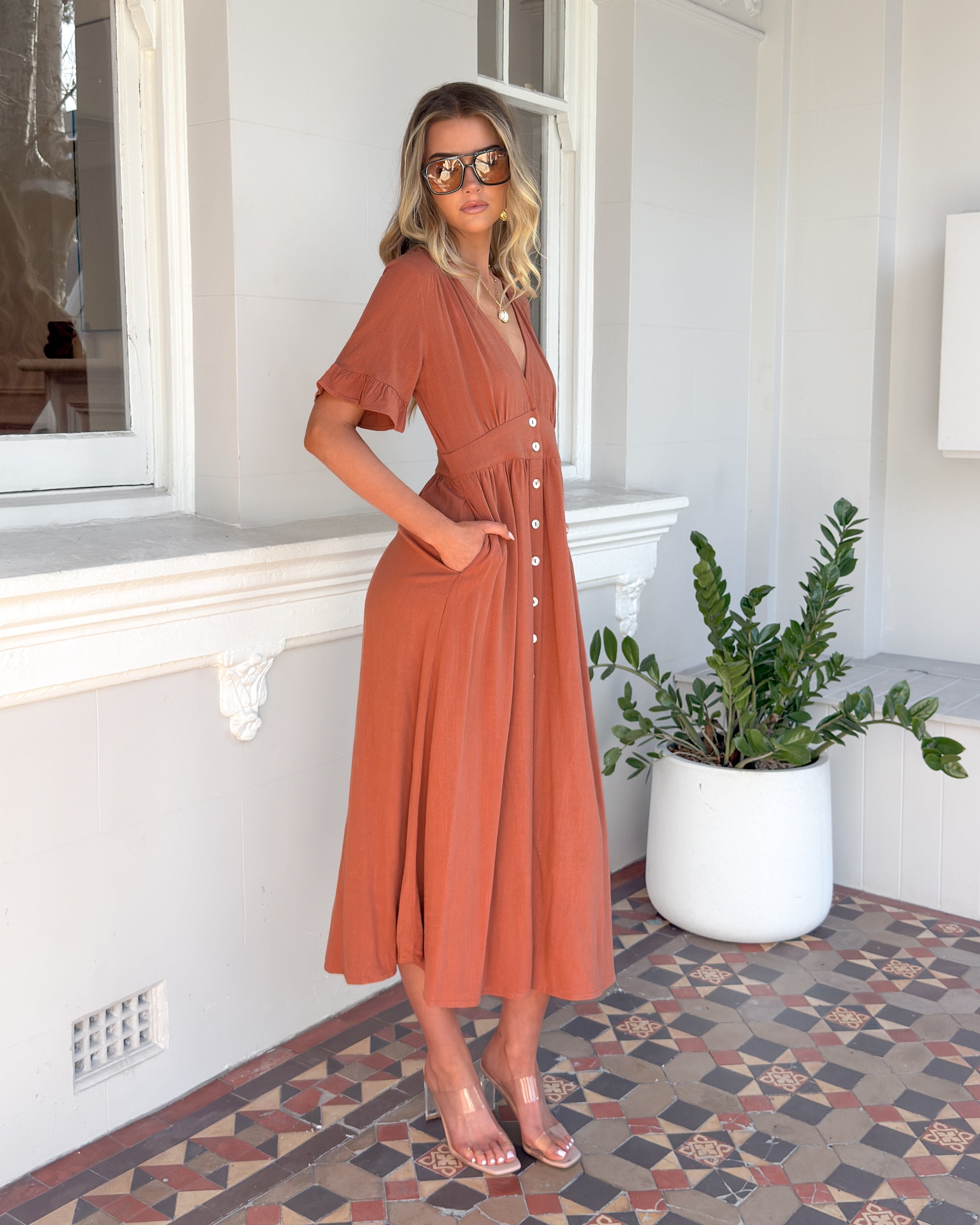 Korbela Dress - Rust
