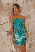 Miya Mini Dress - Green Print