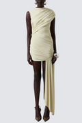 Laisha Sleeveless Draped Mini Dress - Beige
