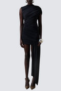 Laisha Sleeveless Draped Mini Dress - Black