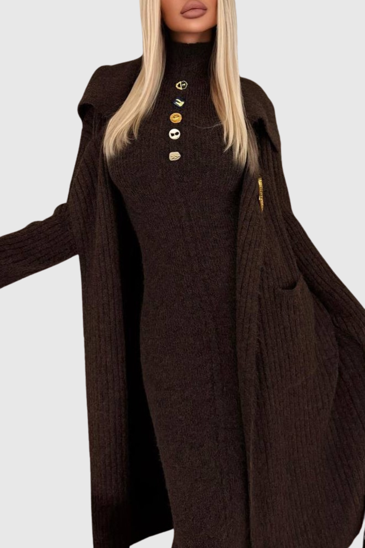 Letizia Sleeveless Knit Maxi Dress & Coat Set