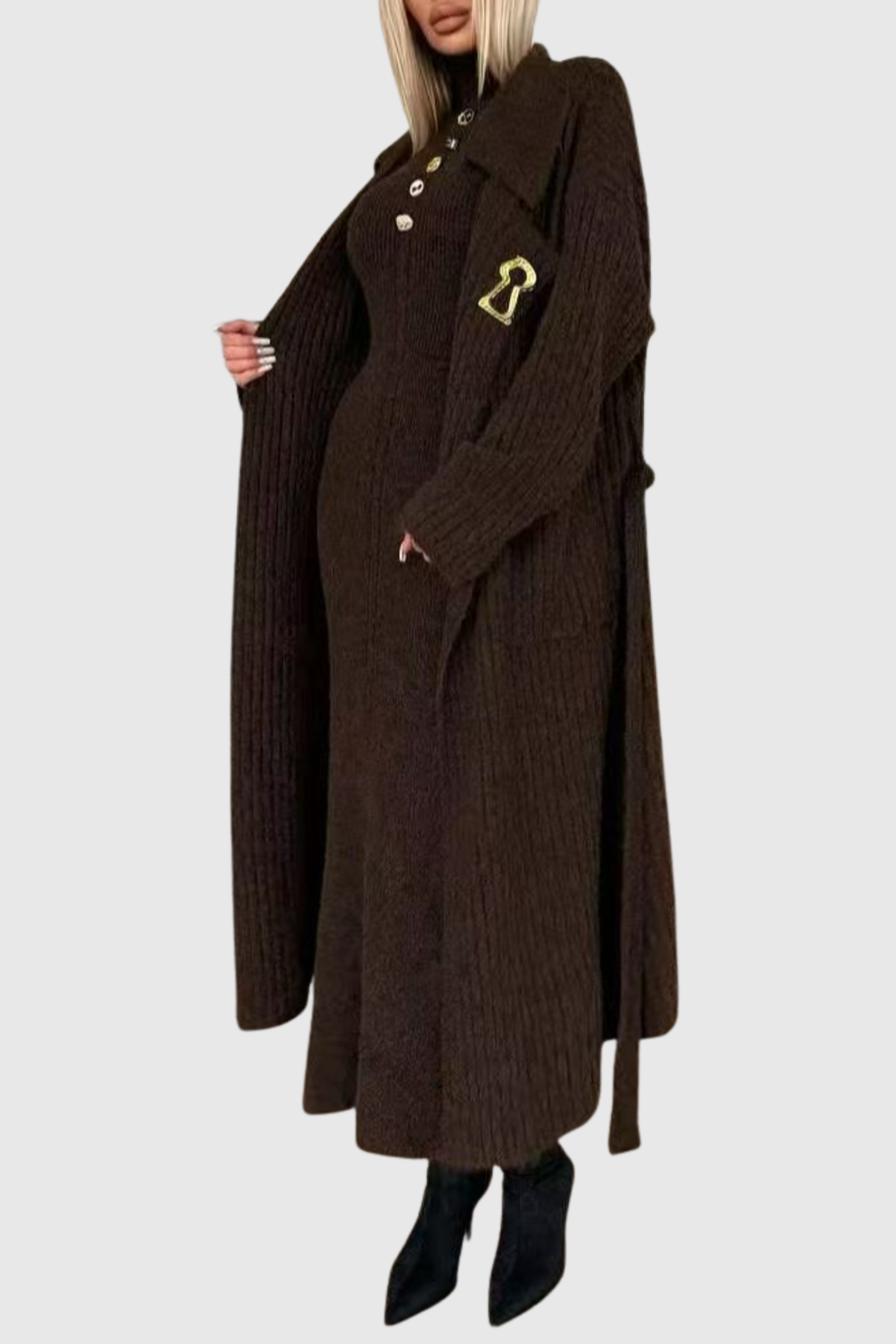 Letizia Sleeveless Knit Maxi Dress & Coat Set