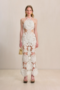 Lucille Halterneck Cotton Cutout Maxi Dress