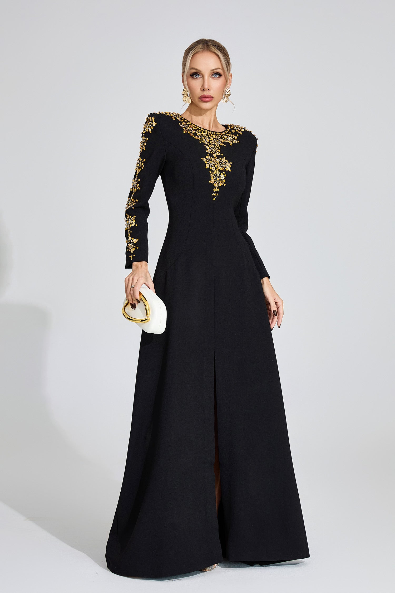 Lucinda Black Diamond Maxi Dress
