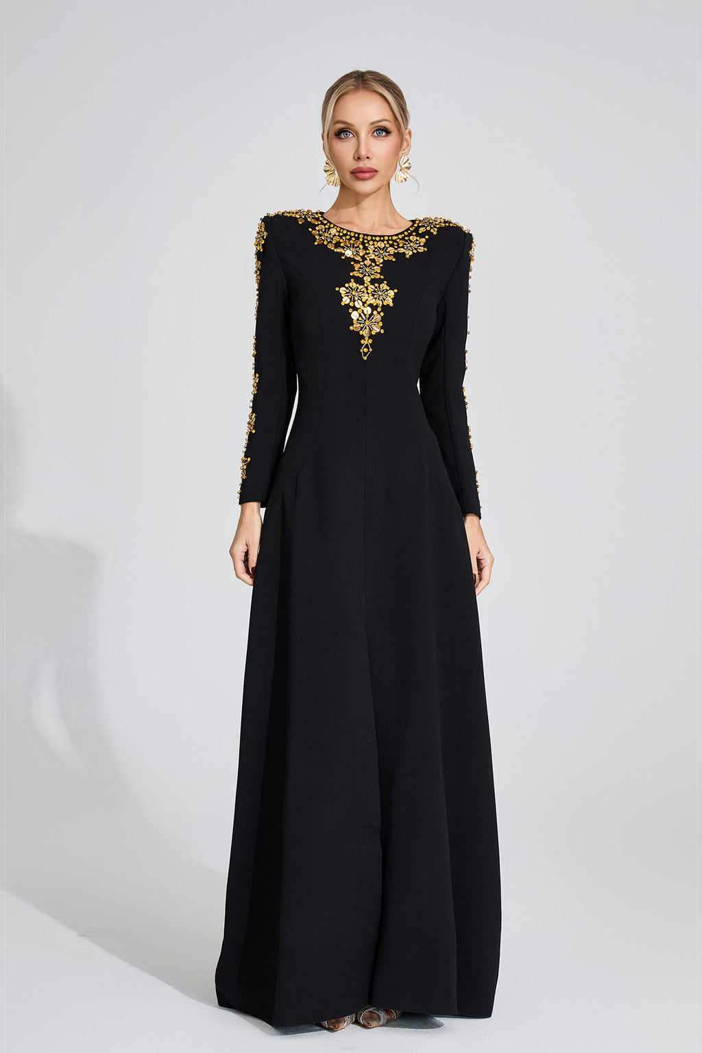 Lucinda Black Diamond Maxi Dress