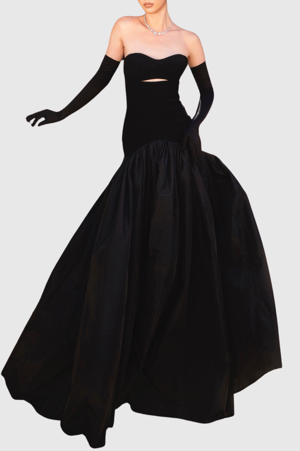 Lvren Strapless Cutout Ball Maxi Dress