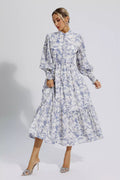 Madilynn Blue Floral Long Sleeve Maxi Dress