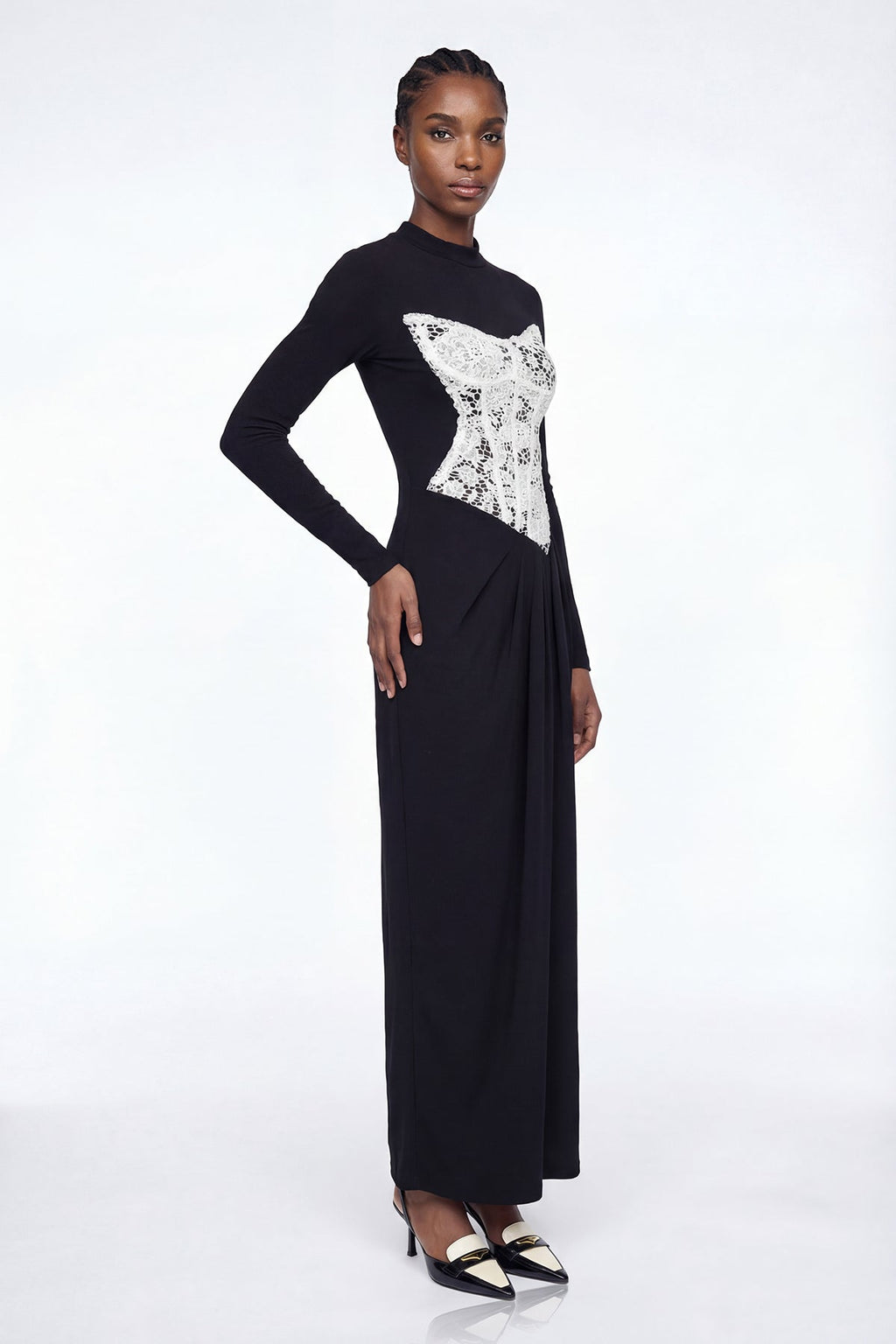 Mae Lace Long Sleeve Split Maxi Dress