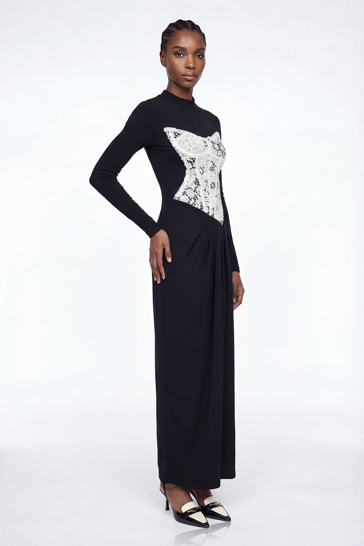 Mae Lace Long Sleeve Split Maxi Dress