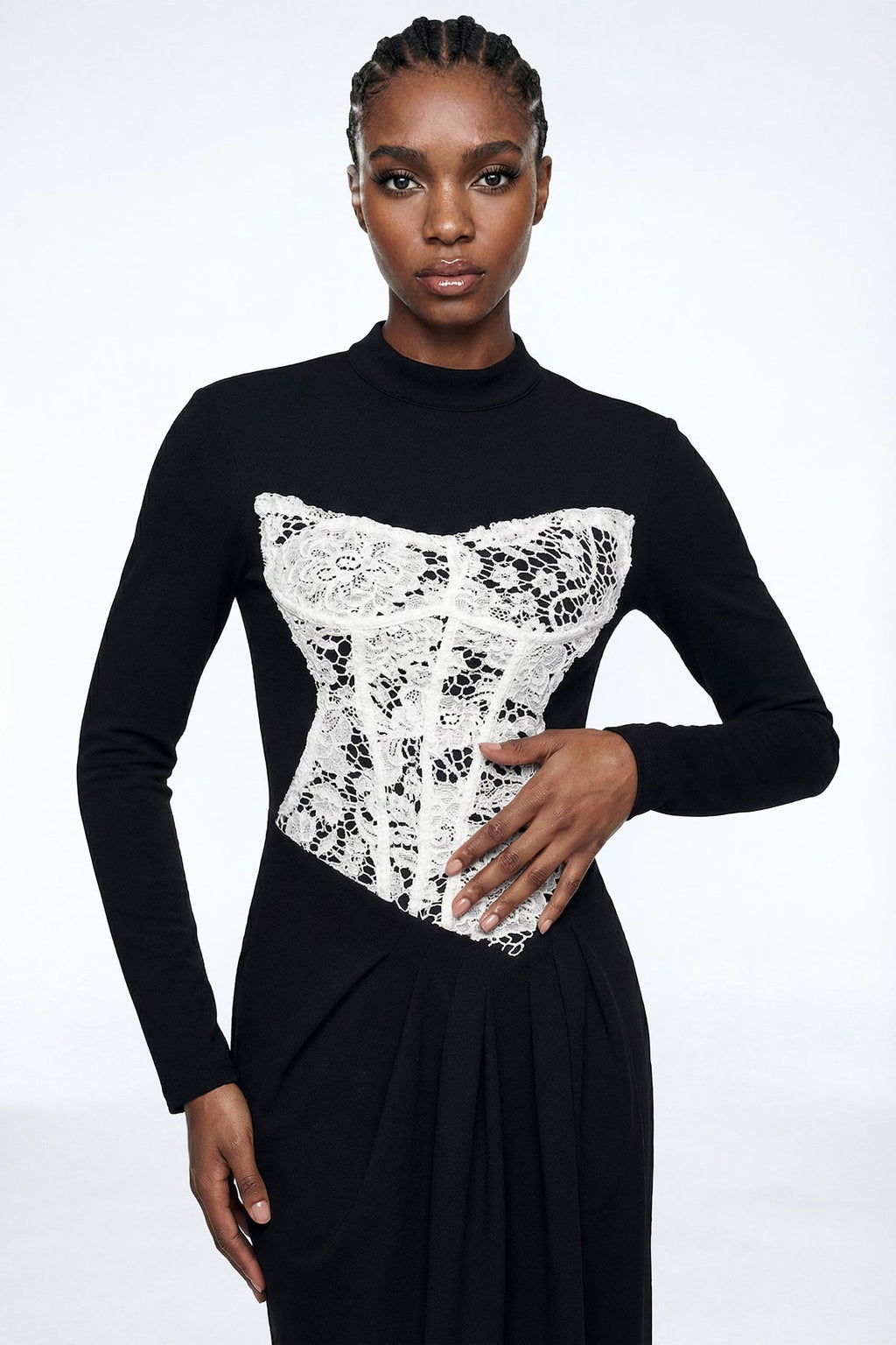 Mae Lace Long Sleeve Split Maxi Dress