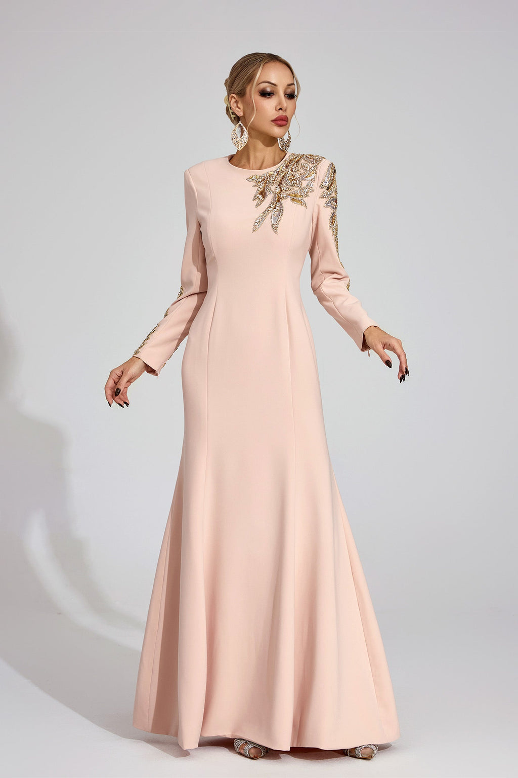Melusine Apricot Elegant Maxi Dress