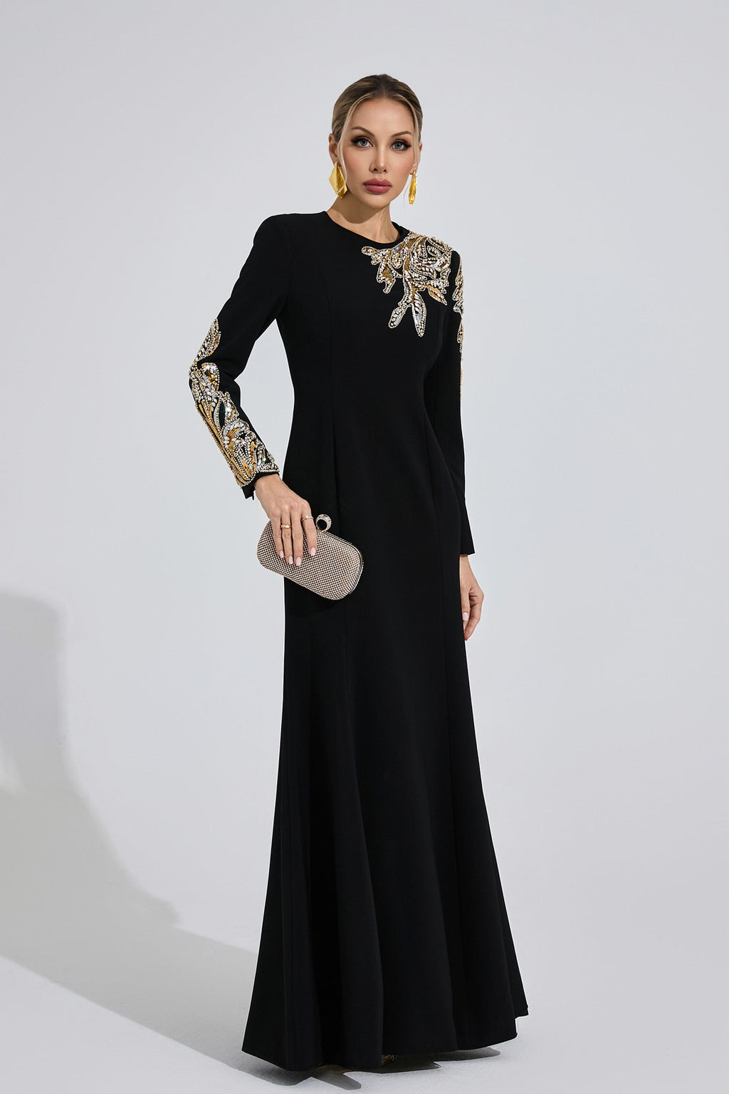 Melusine Black Elegant Maxi Dress