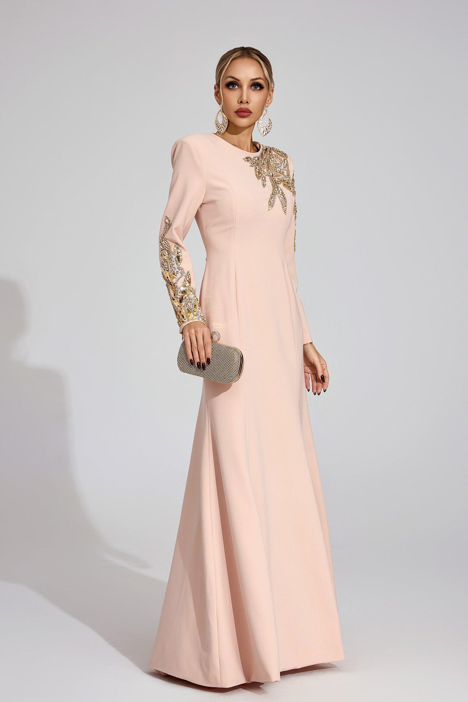 Melusine Apricot Elegant Maxi Dress