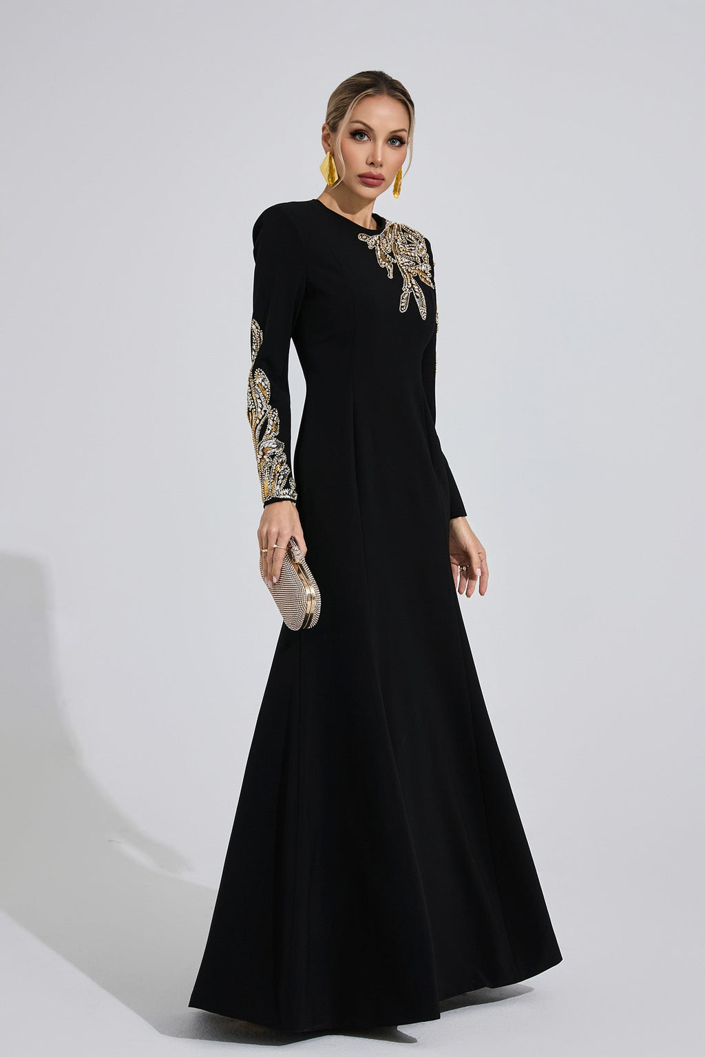 Melusine Black Elegant Maxi Dress