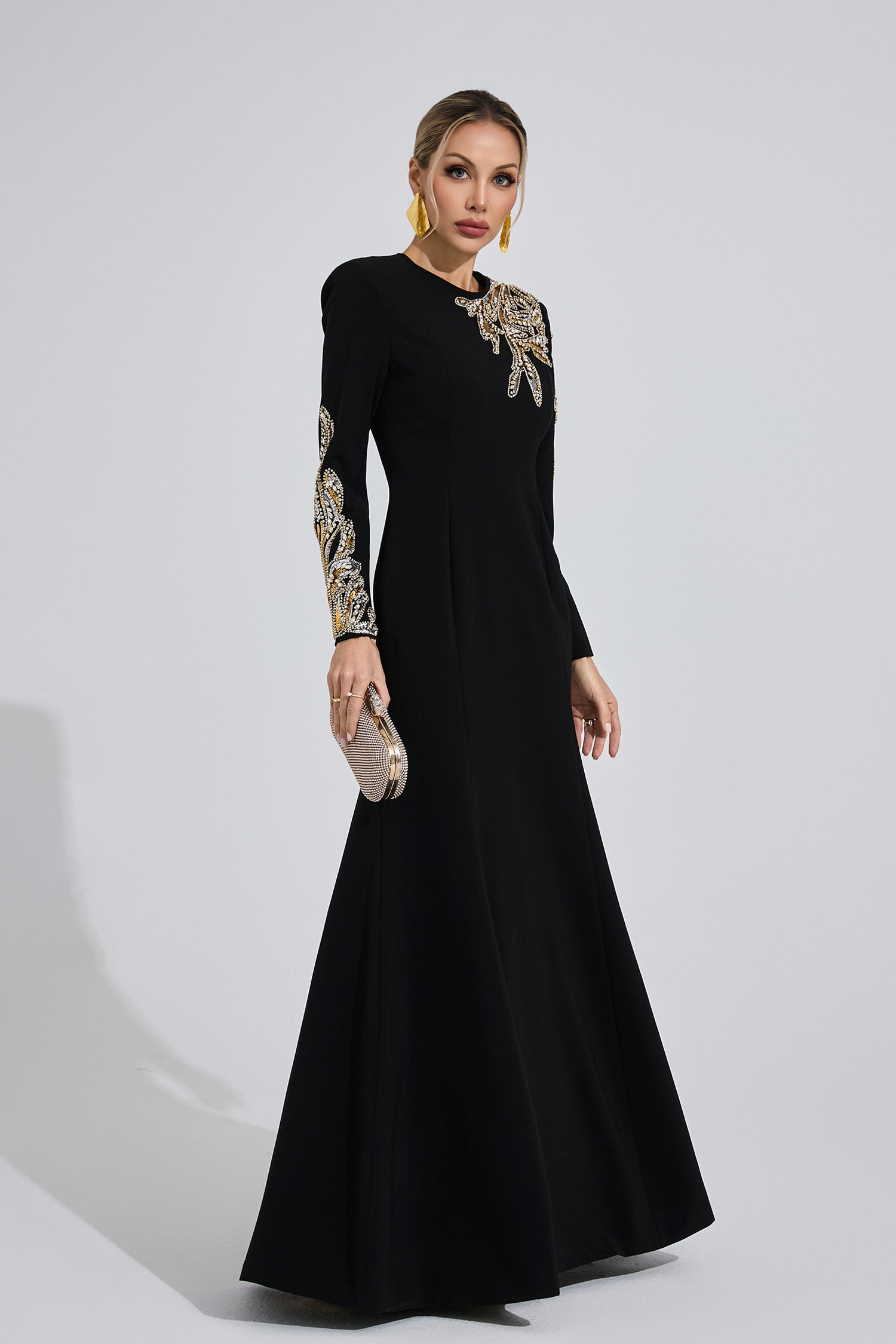 Melusine Black Elegant Maxi Dress