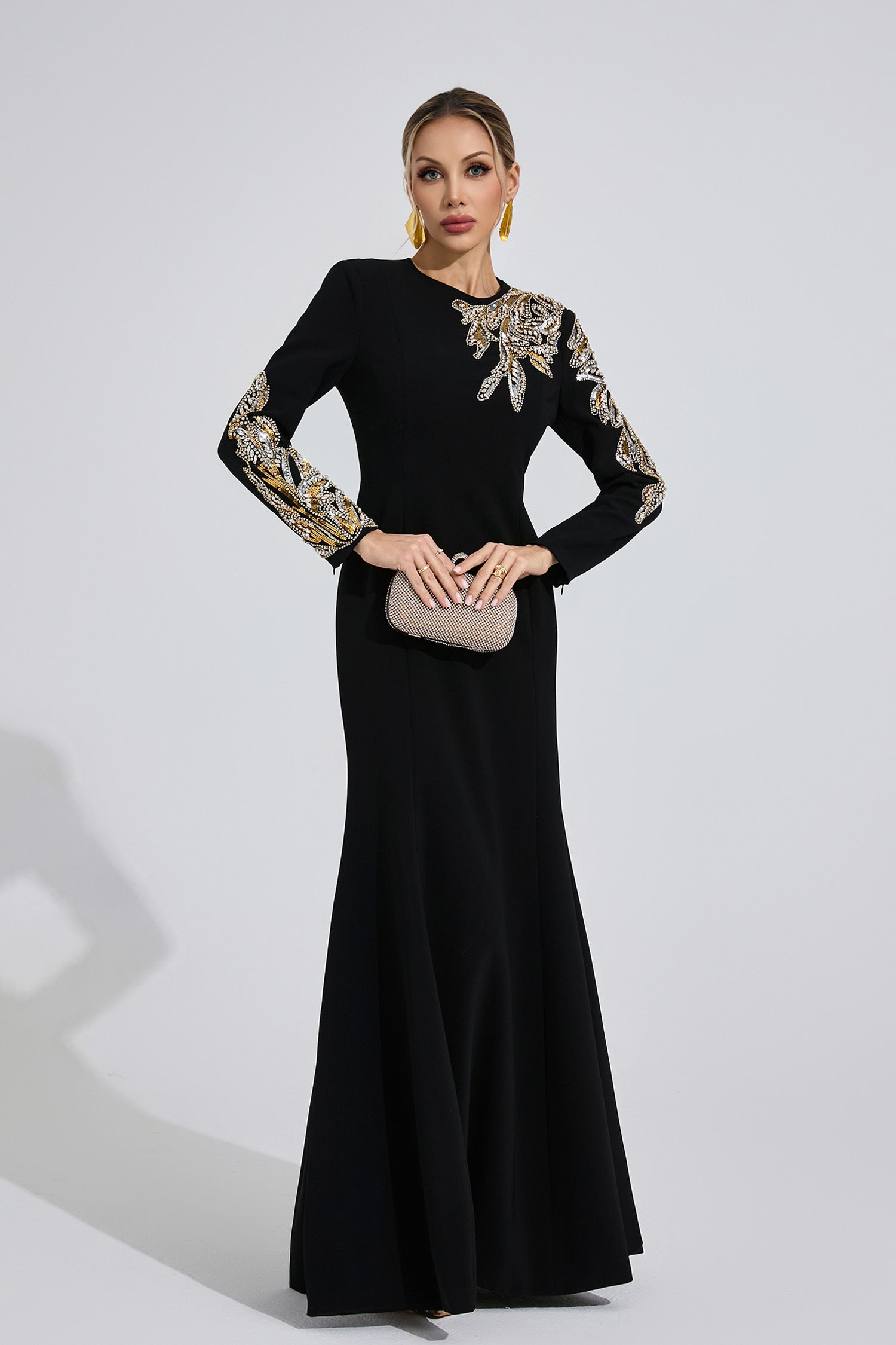 Melusine Black Elegant Maxi Dress