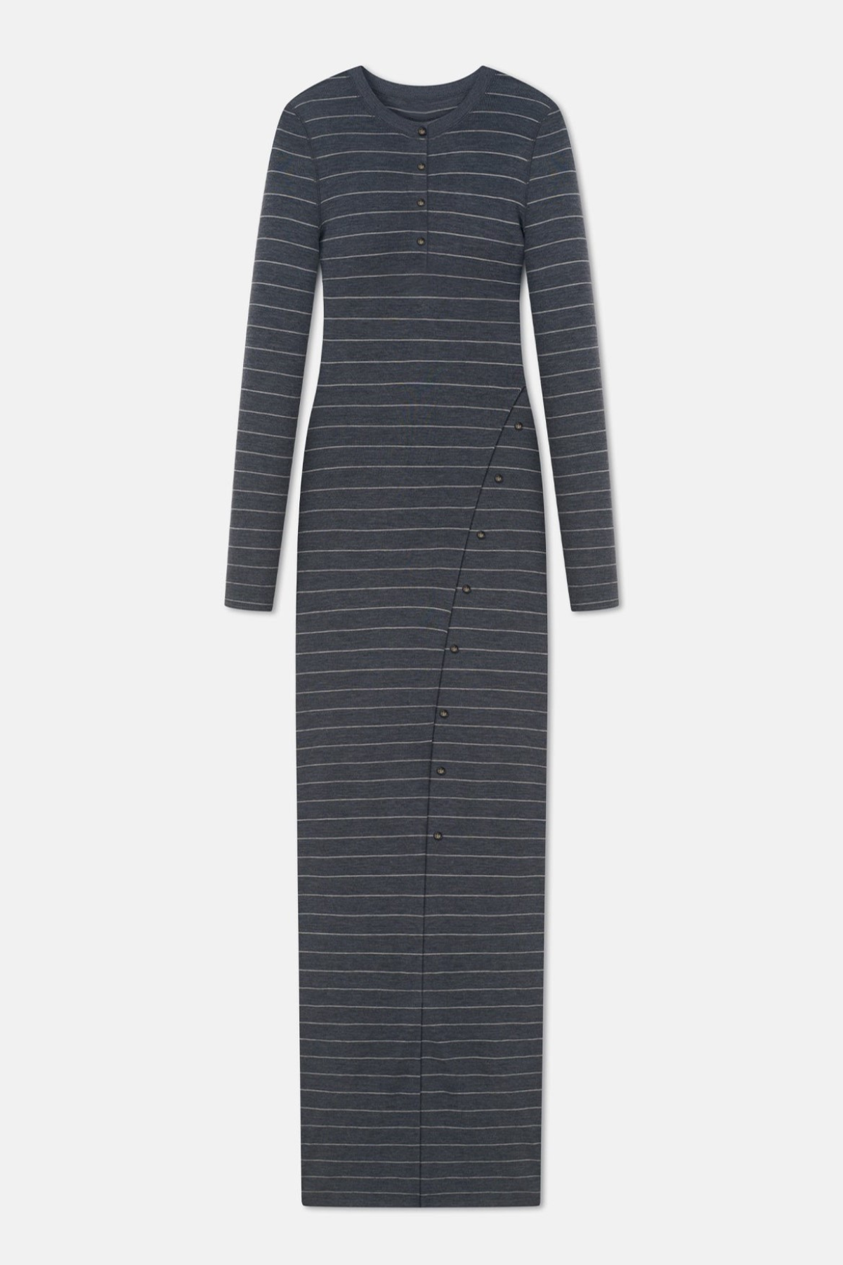 Nasir Striped Wool Asymmetric Buttoned Maxi Dress
