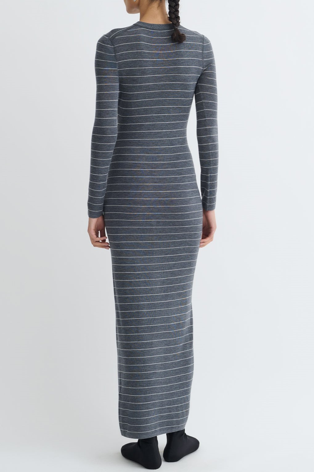 Nasir Striped Wool Asymmetric Buttoned Maxi Dress