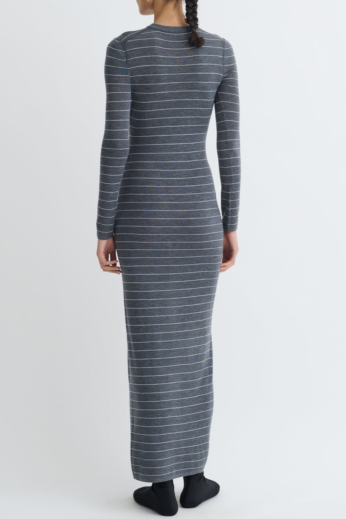 Nasir Striped Wool Asymmetric Buttoned Maxi Dress