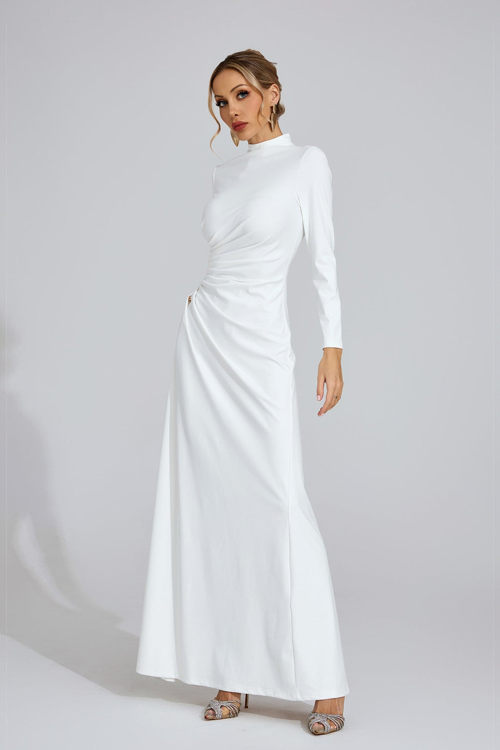 Niamh White High Slit Maxi Dress