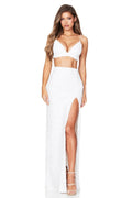 Sequined Maxi Dress High Grade With Chest Pad High Slit Dress