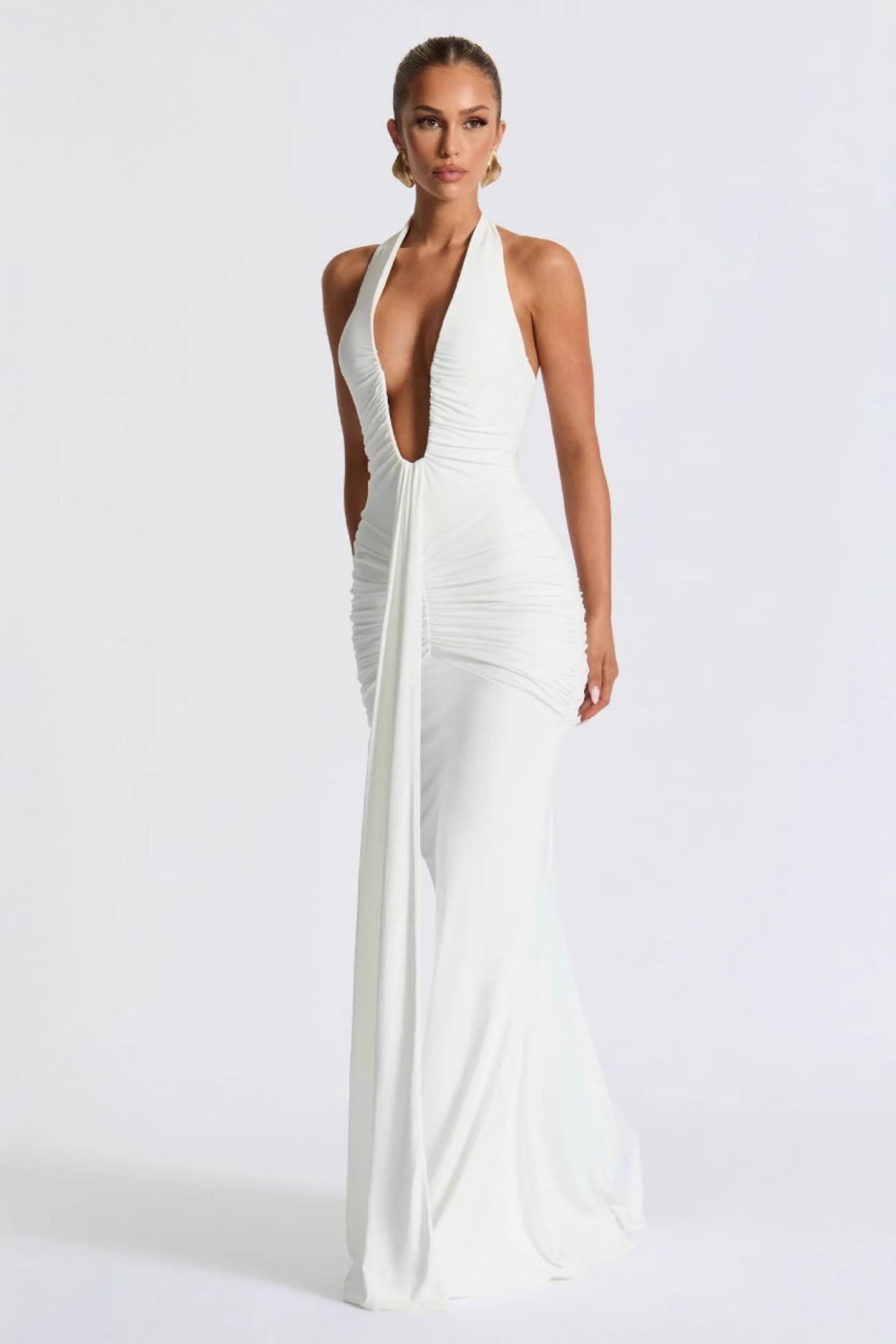 3D Flower Backless Satin Maxi Dress