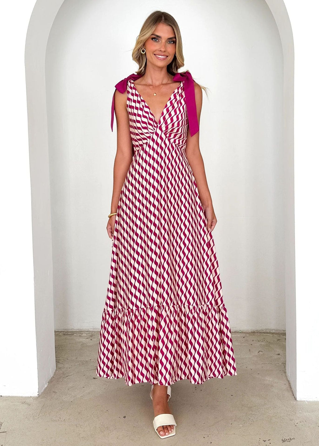 Maxi Dress V neck Sleeveless Printed Dress