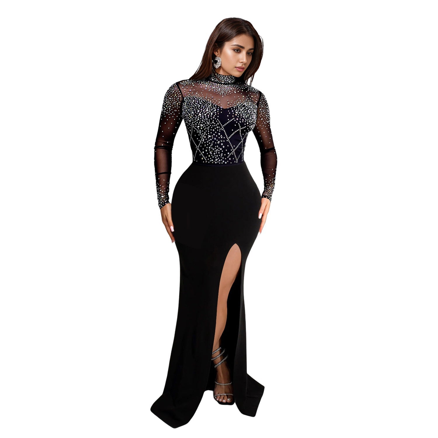 Wear Drilling Split Maxi Dress