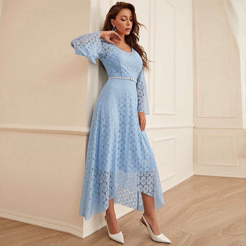 Casual Two Piece Set Maxi Dress Round Neck A line Big Hem Dress