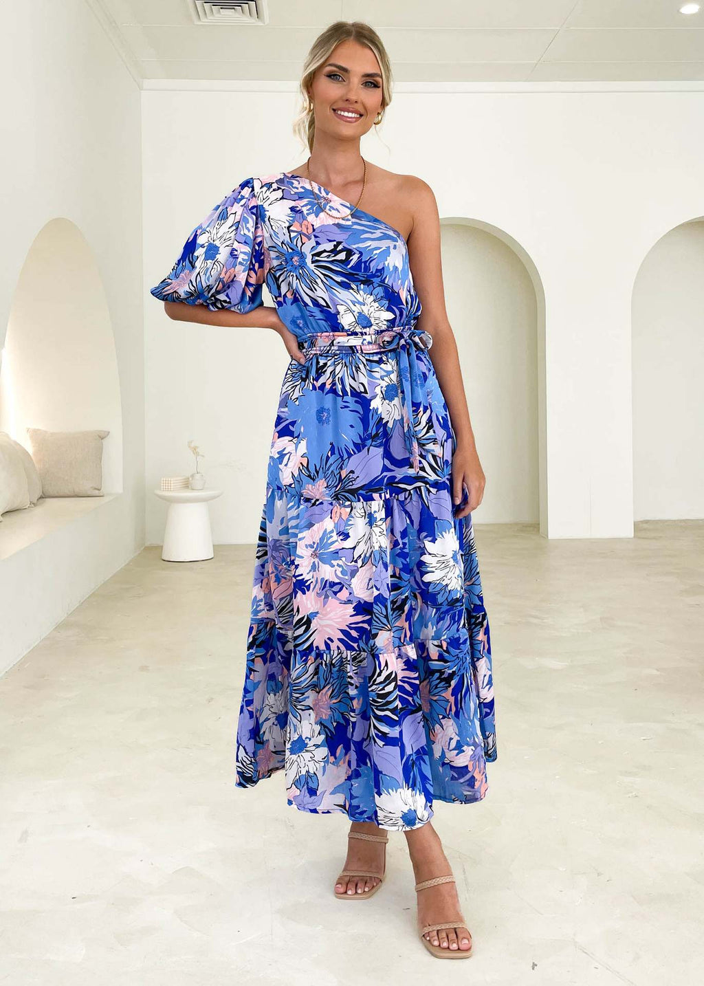 Maxi Dress Printed Elegant Holiday Long Large Hem Dress for