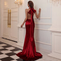 Wear Backless V-neck Party Banquet Strap Maxi Dress Formal Gown