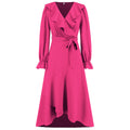 Ruffled Irregular Asymmetric Slimming Dress Smocking Slim Fit Maxi Dress