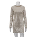 Fashionable Sequ Hip Dress Nightclub Party Long Sleeve Mini Dress for