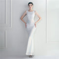 Positioning Floral Sequin Craft Beaded Party Dinner Ceremony Concert Maxi Dress Evening Dress