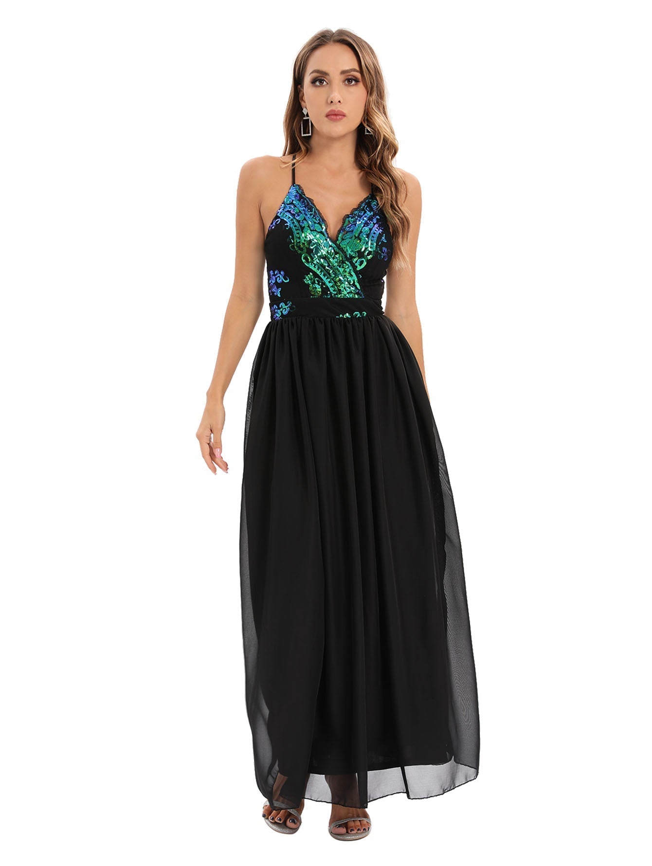 Backless Spaghetti Straps Dress Maxi Dress Evening Dress