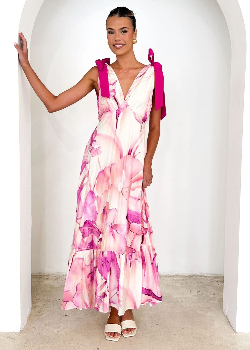 Maxi Dress V neck Sleeveless Printed Dress
