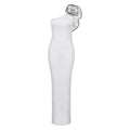 White One Shoulder Floral Black Hook Slim Fit Maxi Dress Backless Dress Bandage Elastic Dress