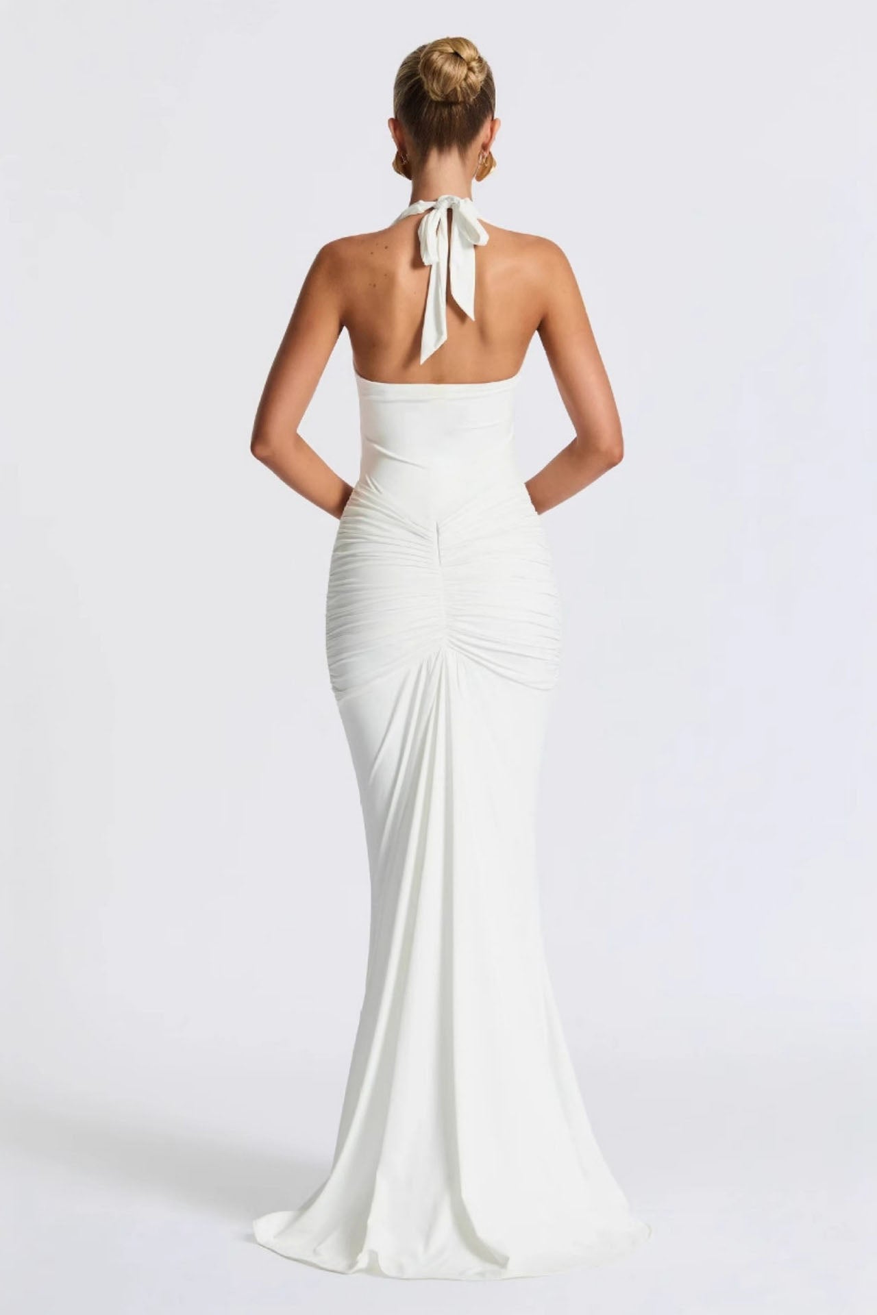 3D Flower Backless Satin Maxi Dress