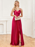 Sling Silk Dress Backless Blue Maxi Dress Bridesmaid Evening