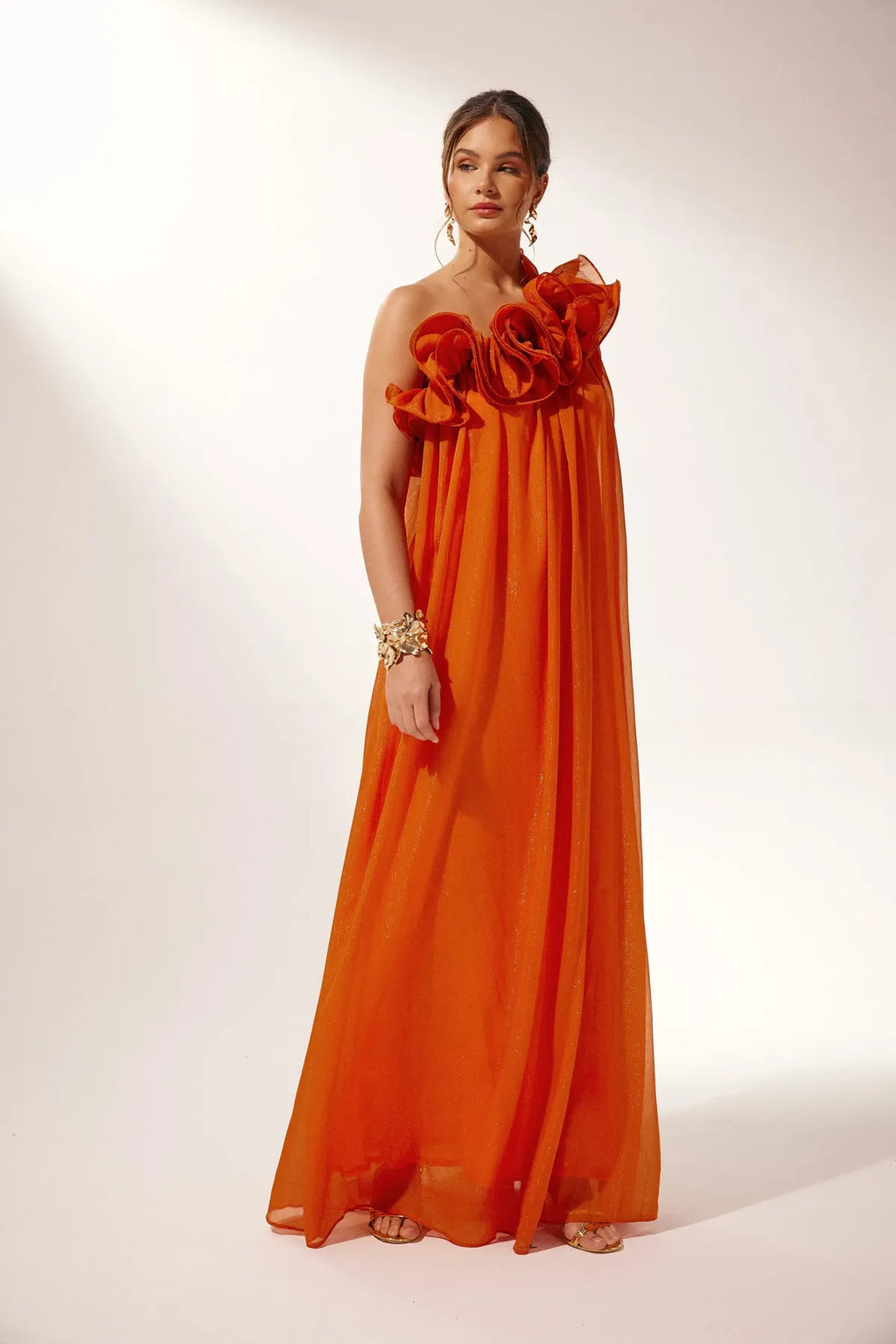 Étoile One-Shoulder Floral Maxi Dress | Draped Silhouette | Evening