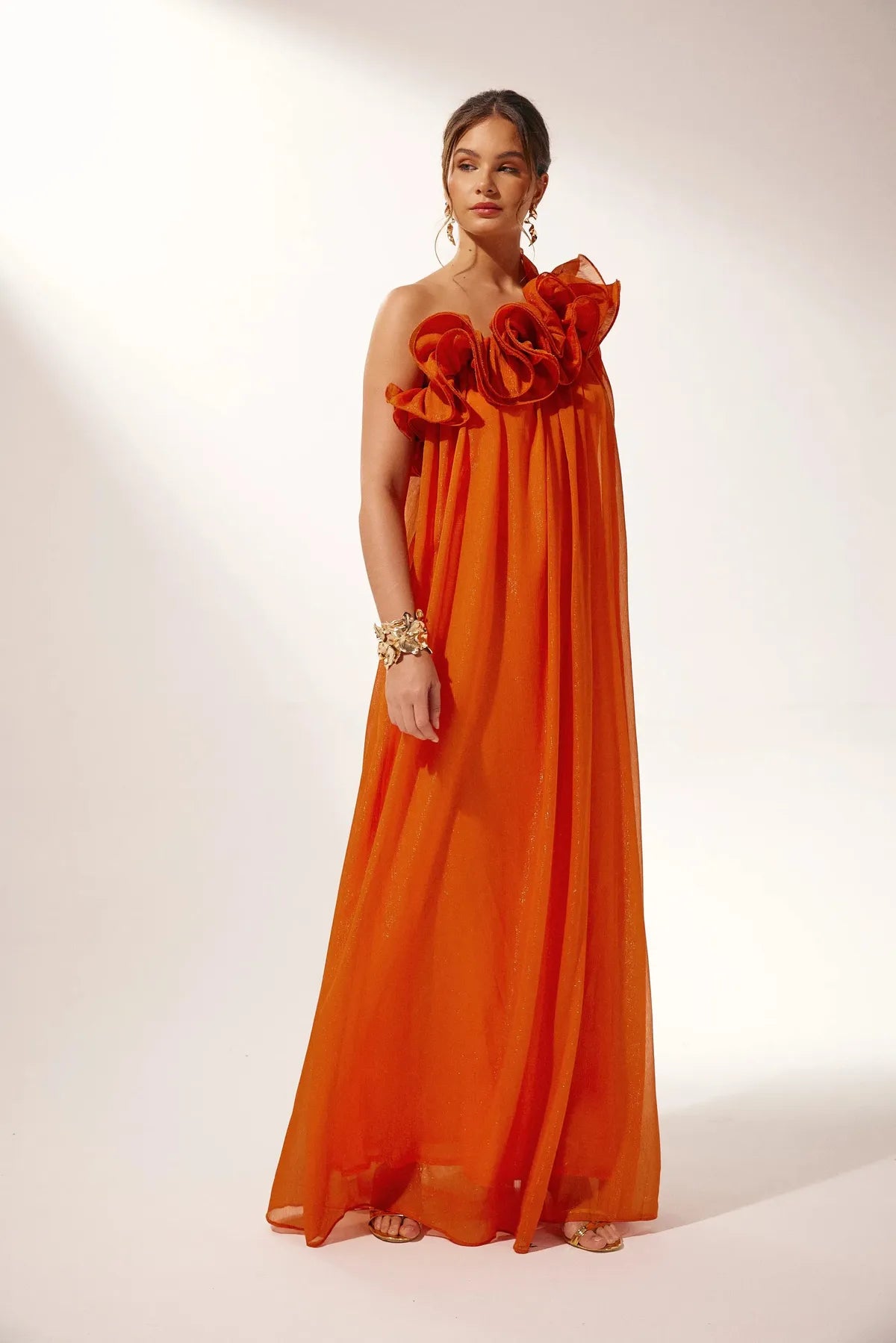 Étoile One-Shoulder Floral Maxi Dress | Draped Silhouette | Evening
