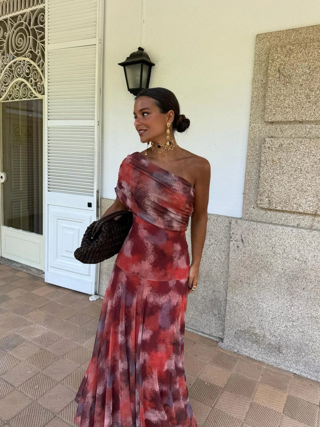 Toledo One Shoulder Mesh Maxi Dress