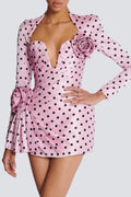 Ostelle Polka Dots Satin Mini Dress - Pink