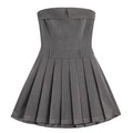 Pleated Mini Dress in Gray