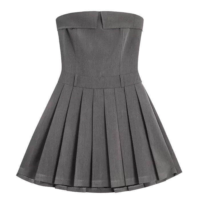 Pleated Mini Dress in Gray