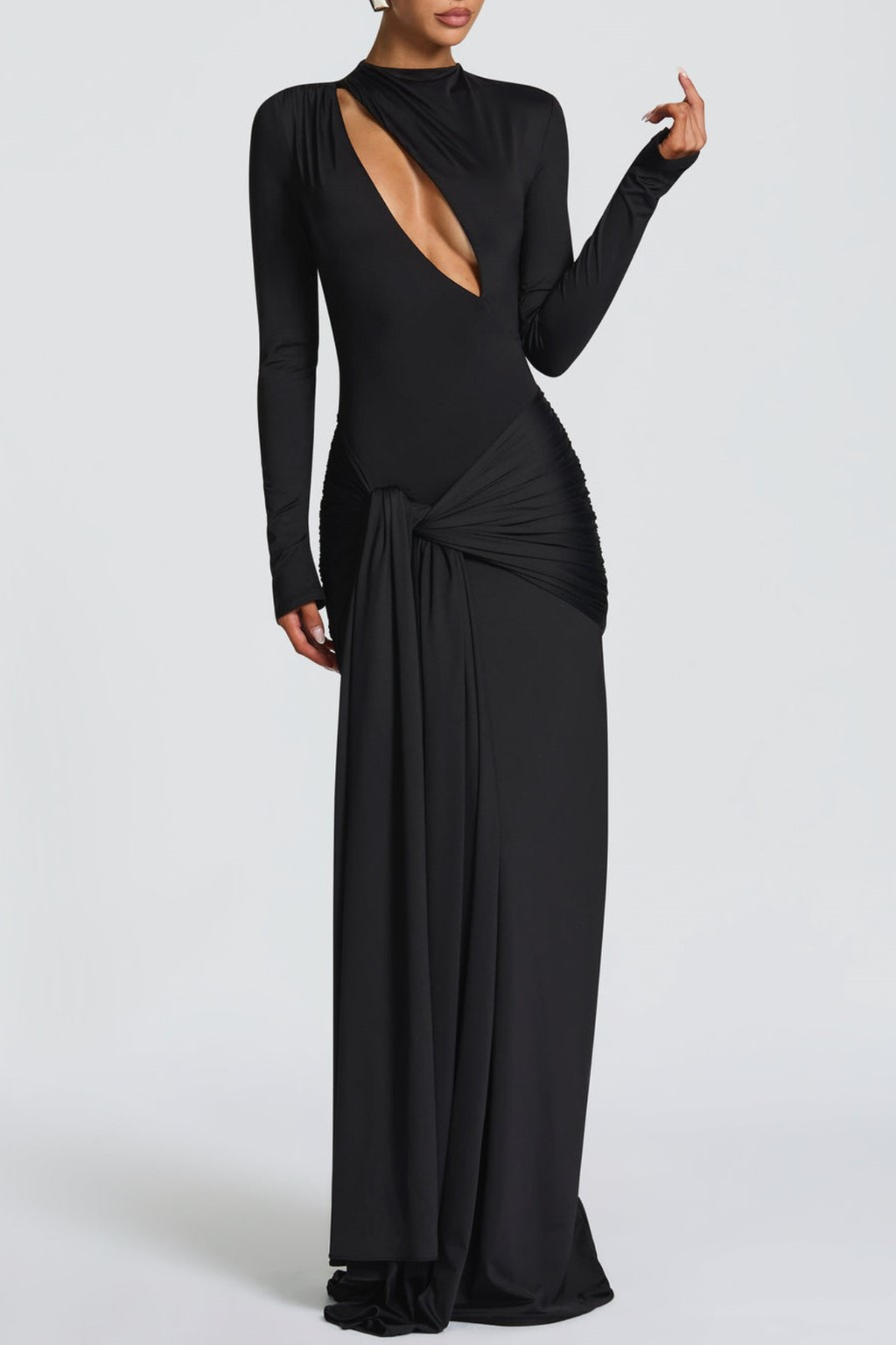 Raluca Cutout Draped Maxi Dress - Black