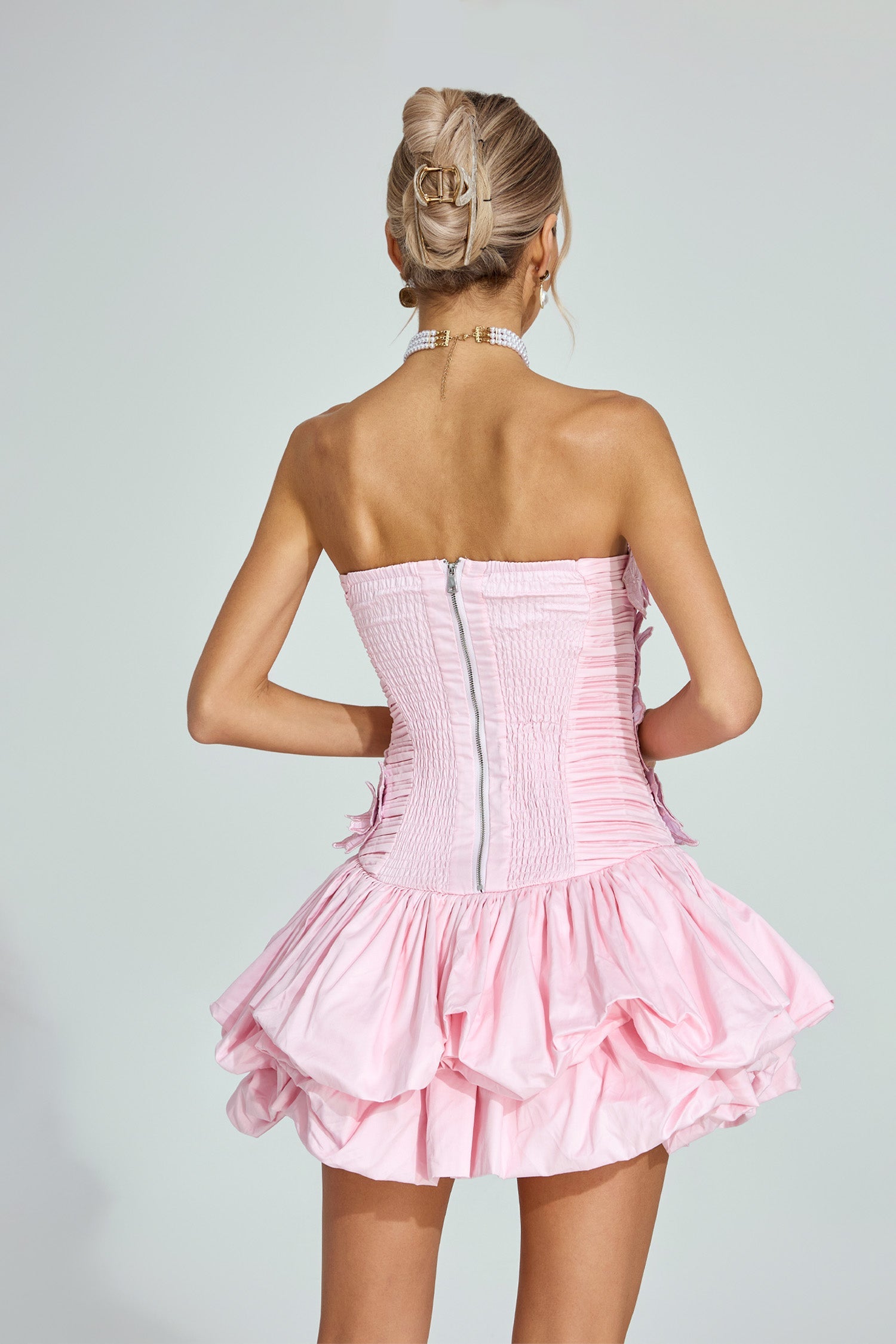 Rocke Pink Strapless Mini Dress