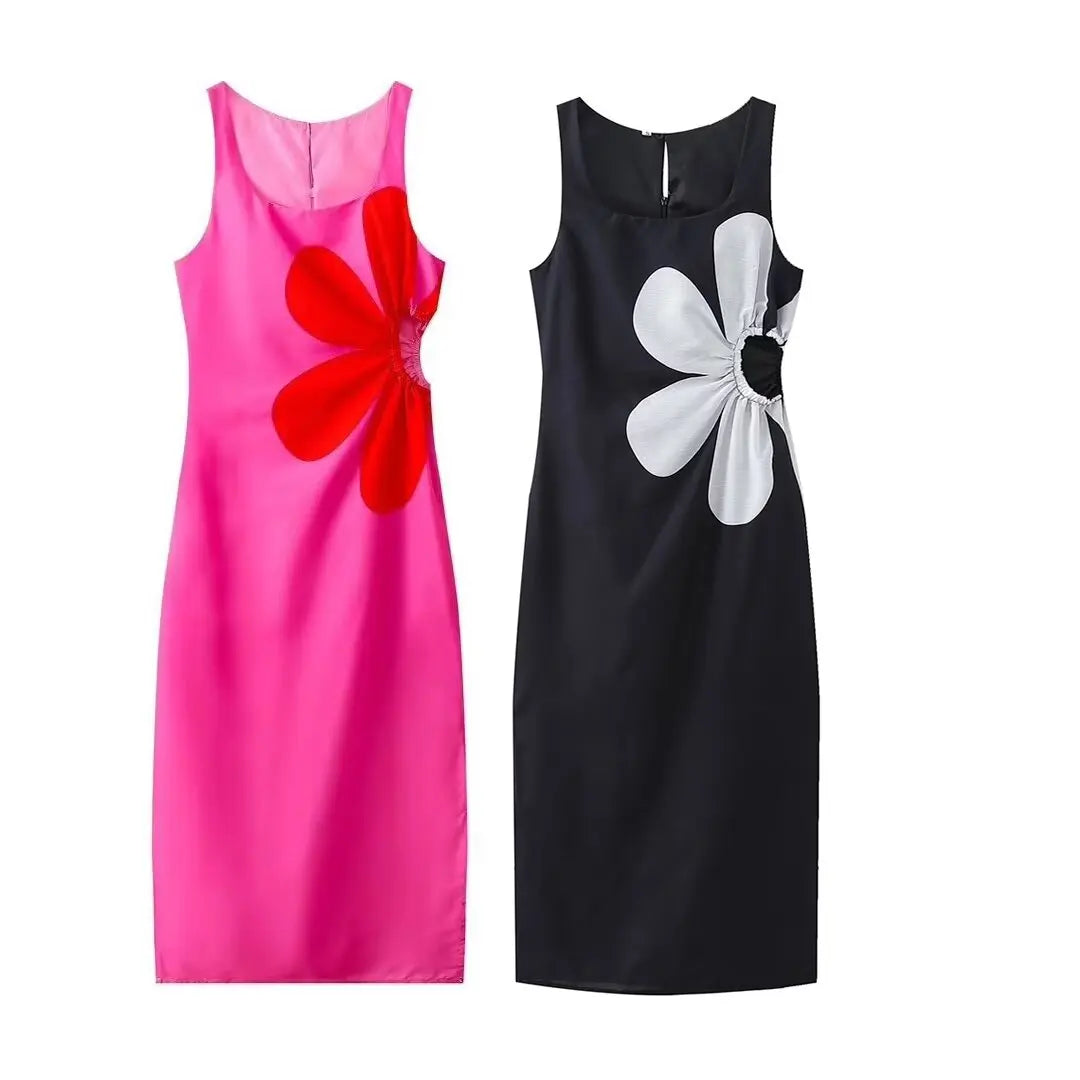 Floral Maxi Dress with Side Cutouts